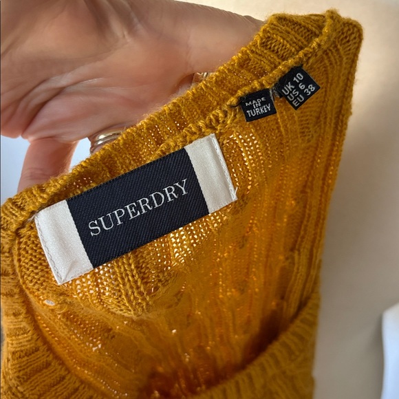 SUPERDRY Women’s Mustard Cable knit Crewneck Sweater - Picture 6 of 8